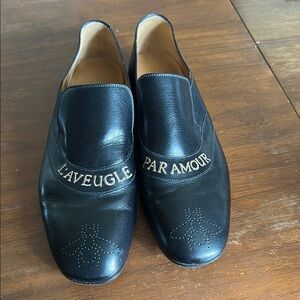 Gucci L'Aveugle Par Amour Black Leather Loafers
